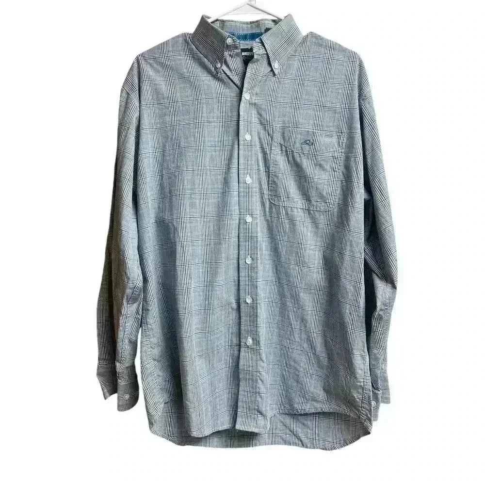 Resistol Rodeo Gear Men's Button Up Shirt Medium Blue White Plaid Long Sleeve